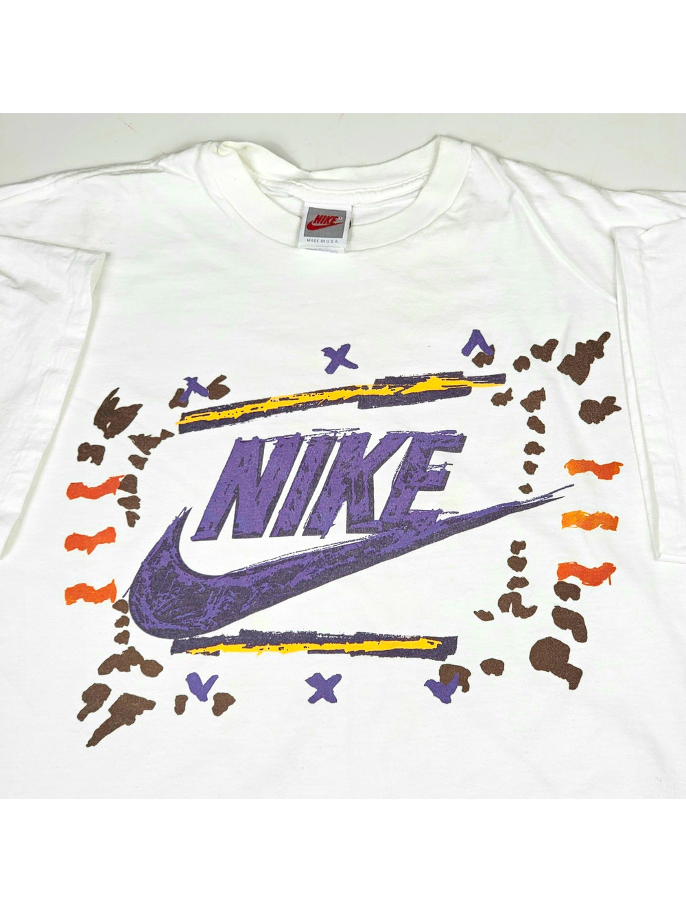 90s Nike White Colorful Graphic Tee Shirt Sketch Swoosh 2XL